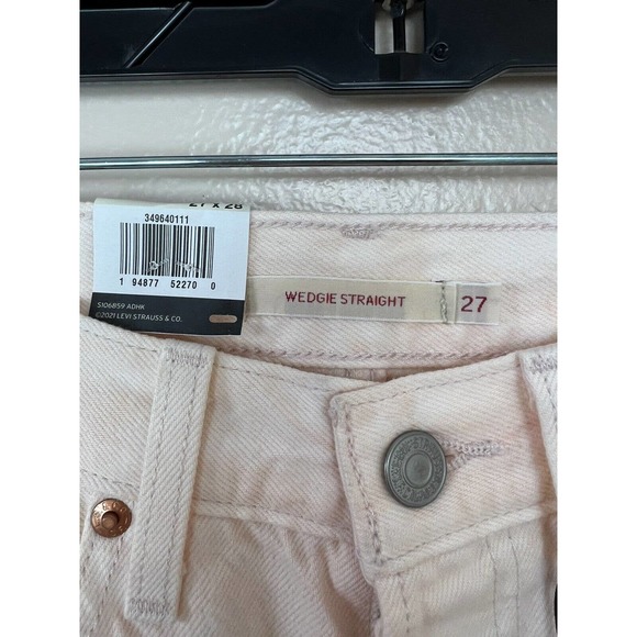 NEW Levis Wedgie Straight Jeans High Rise Denim Tie Dye Button Fly Pink Peach 27 - Picture 9 of 12